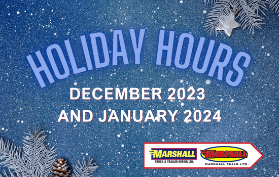 Marshall Truck & Marshall Fuels blog, Holiday Hours for December 2023 and January 2024